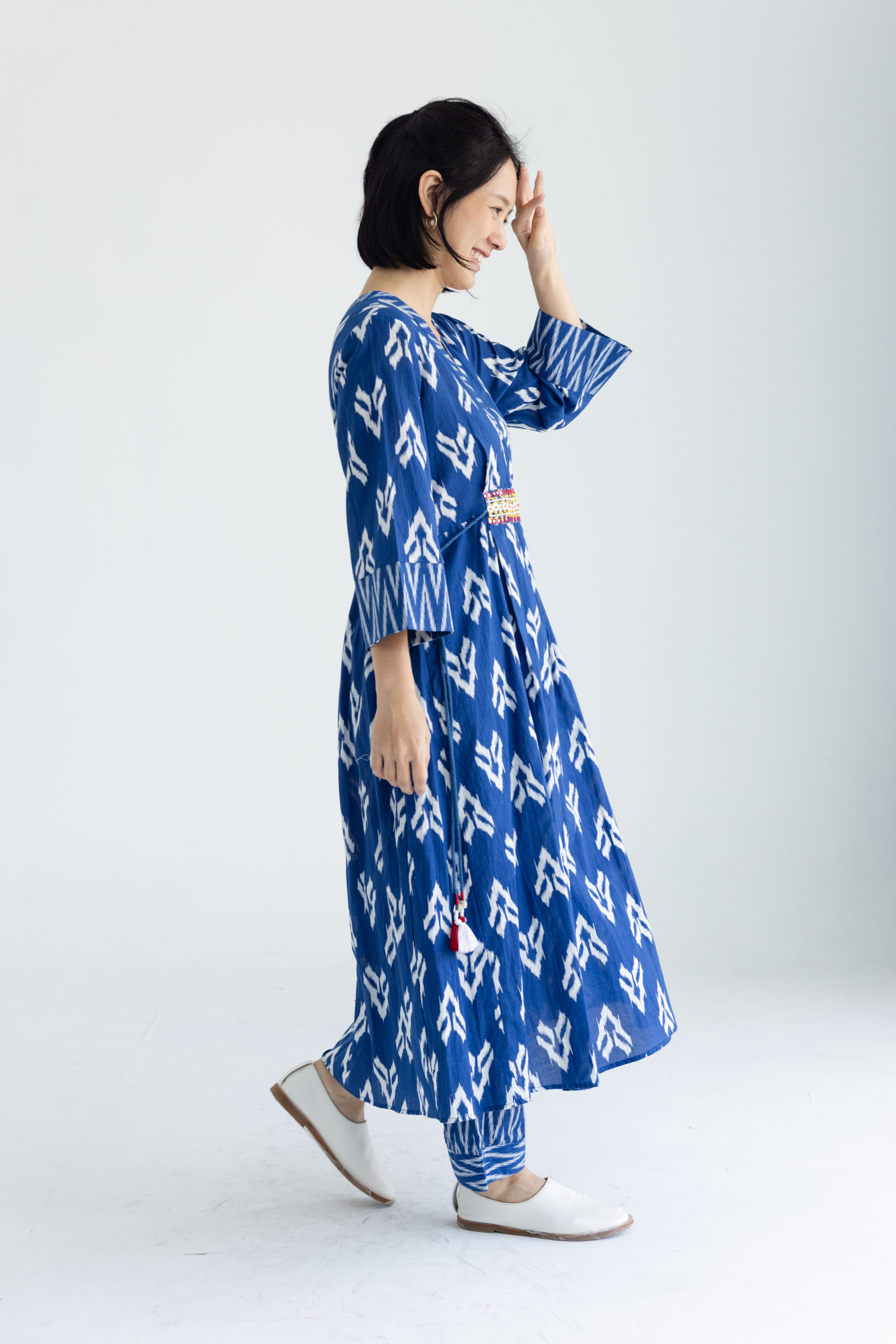 藍V紋路七分長庫塔+褲子(套)