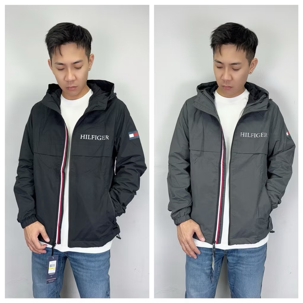 Tommy Hilfiger 側邊銀字 防潑水 防風外套 連帽外套