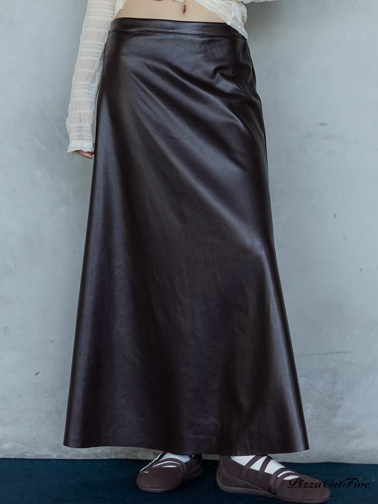 人造皮微寬擺長裙 PizzaCutFive PCF253492022
