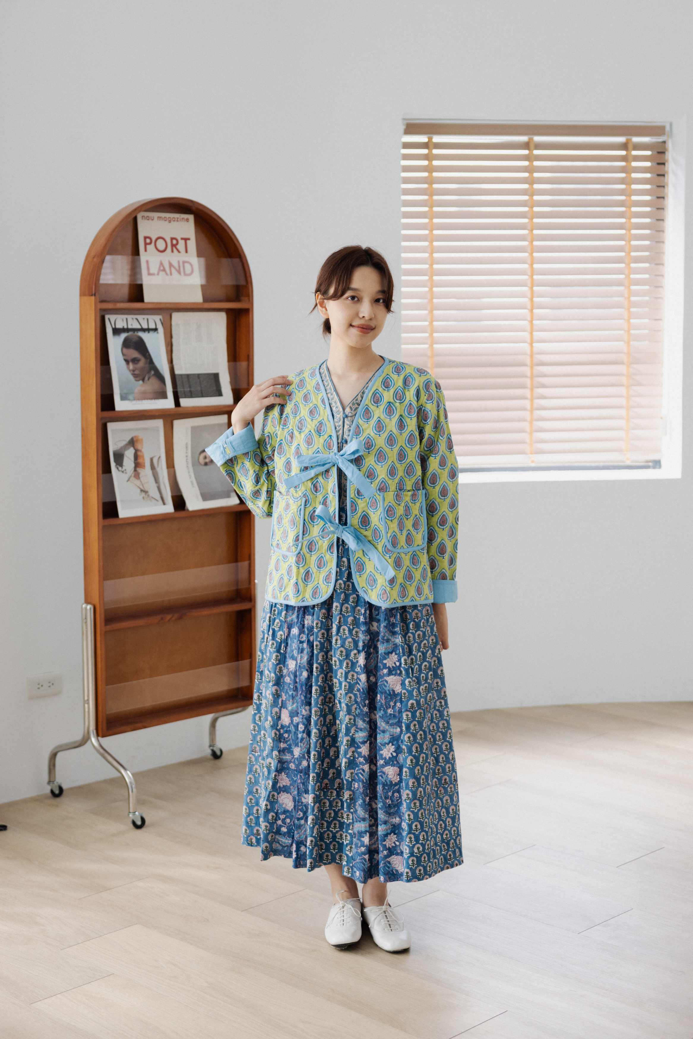 雙結印度棉外套_草綠