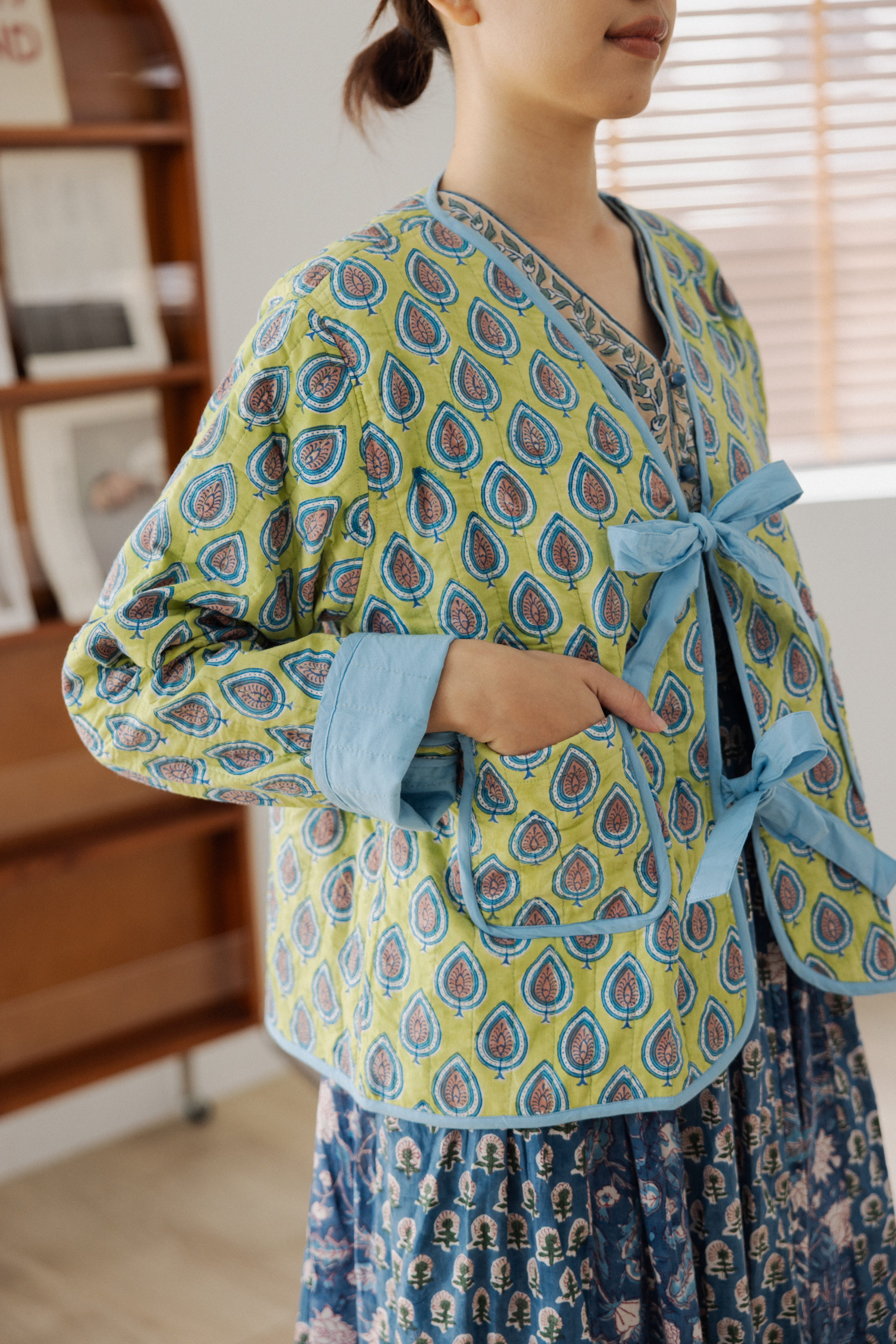 雙結印度棉外套_草綠