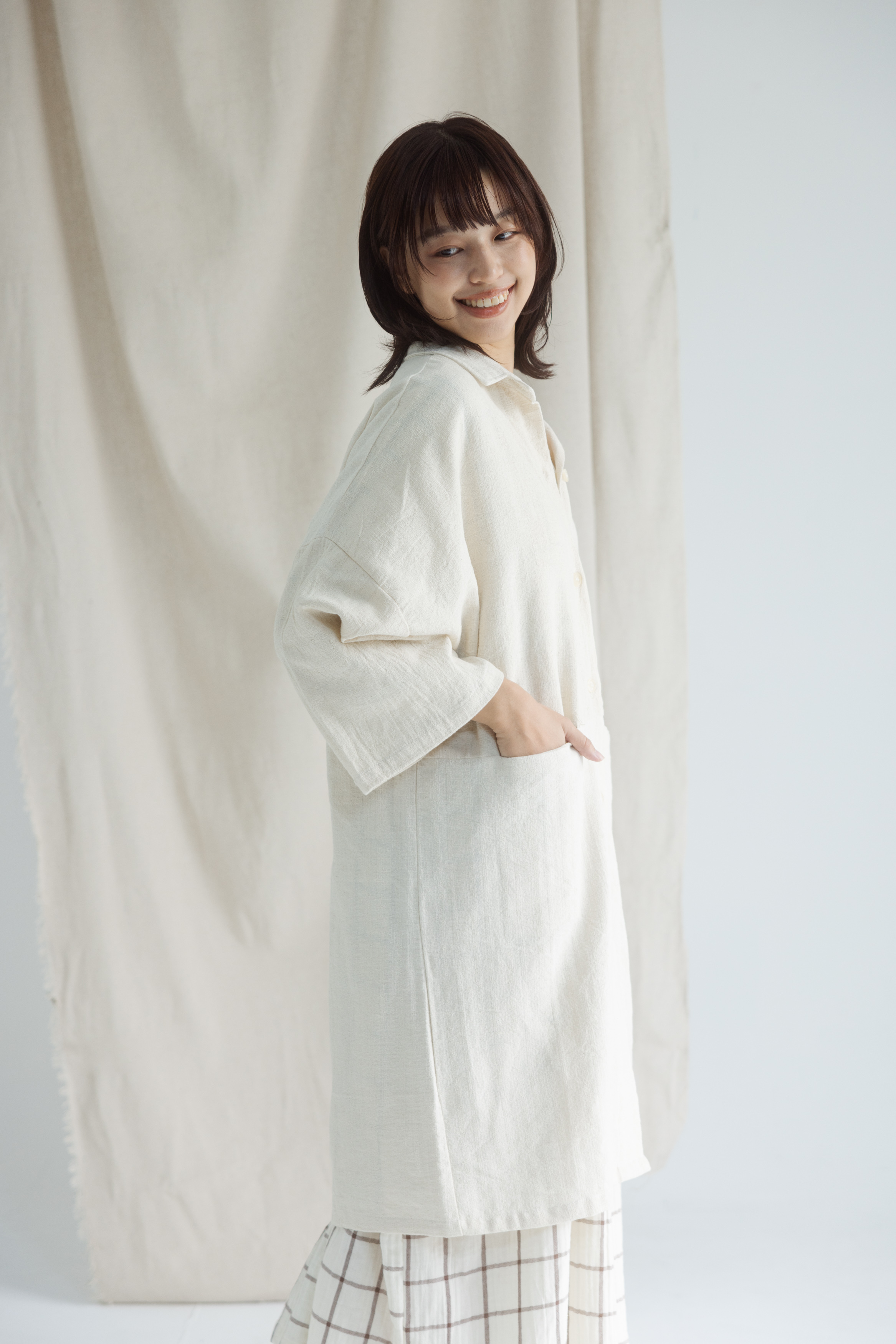 純棉口袋米白外套