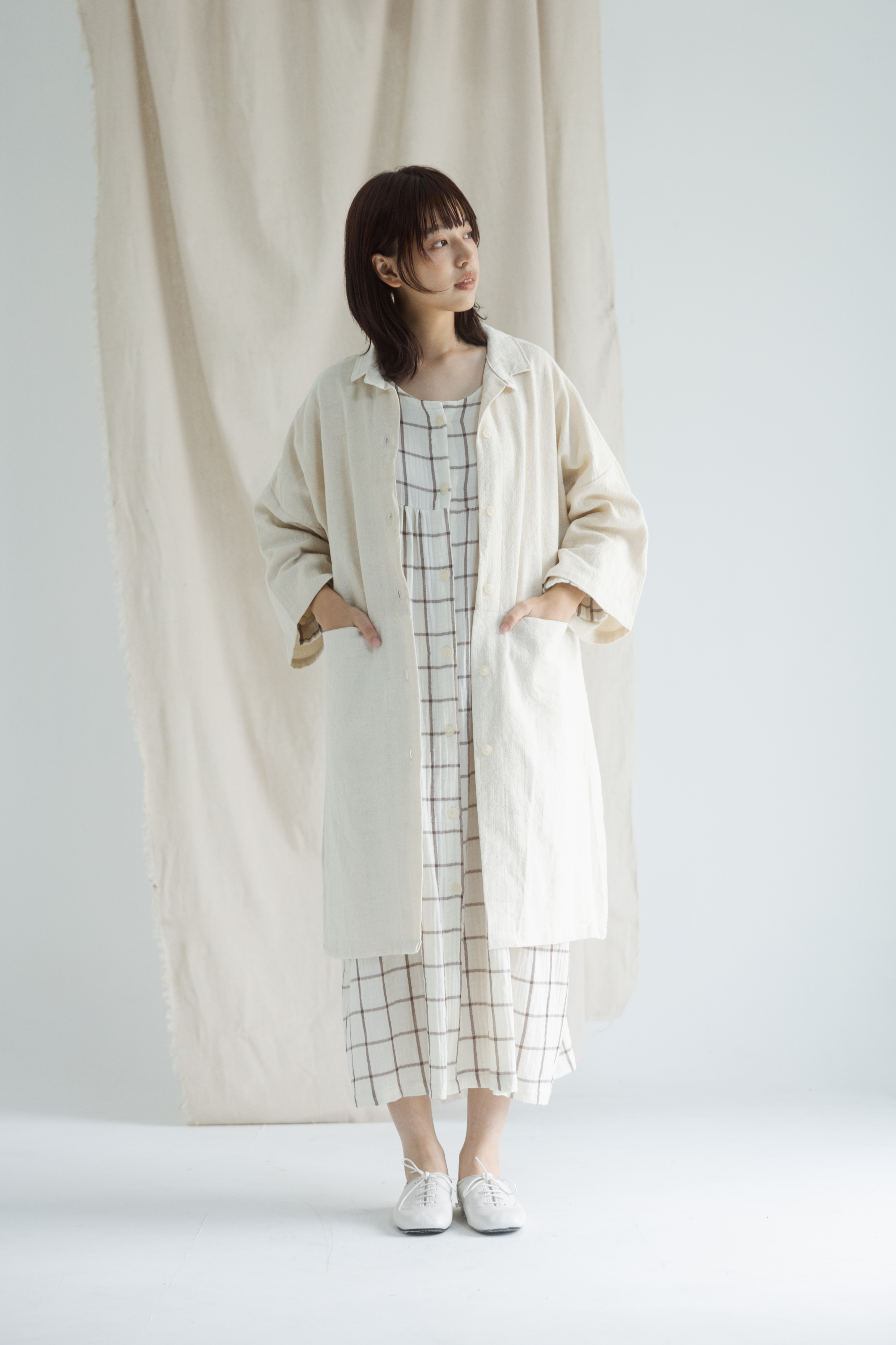 純棉口袋米白外套