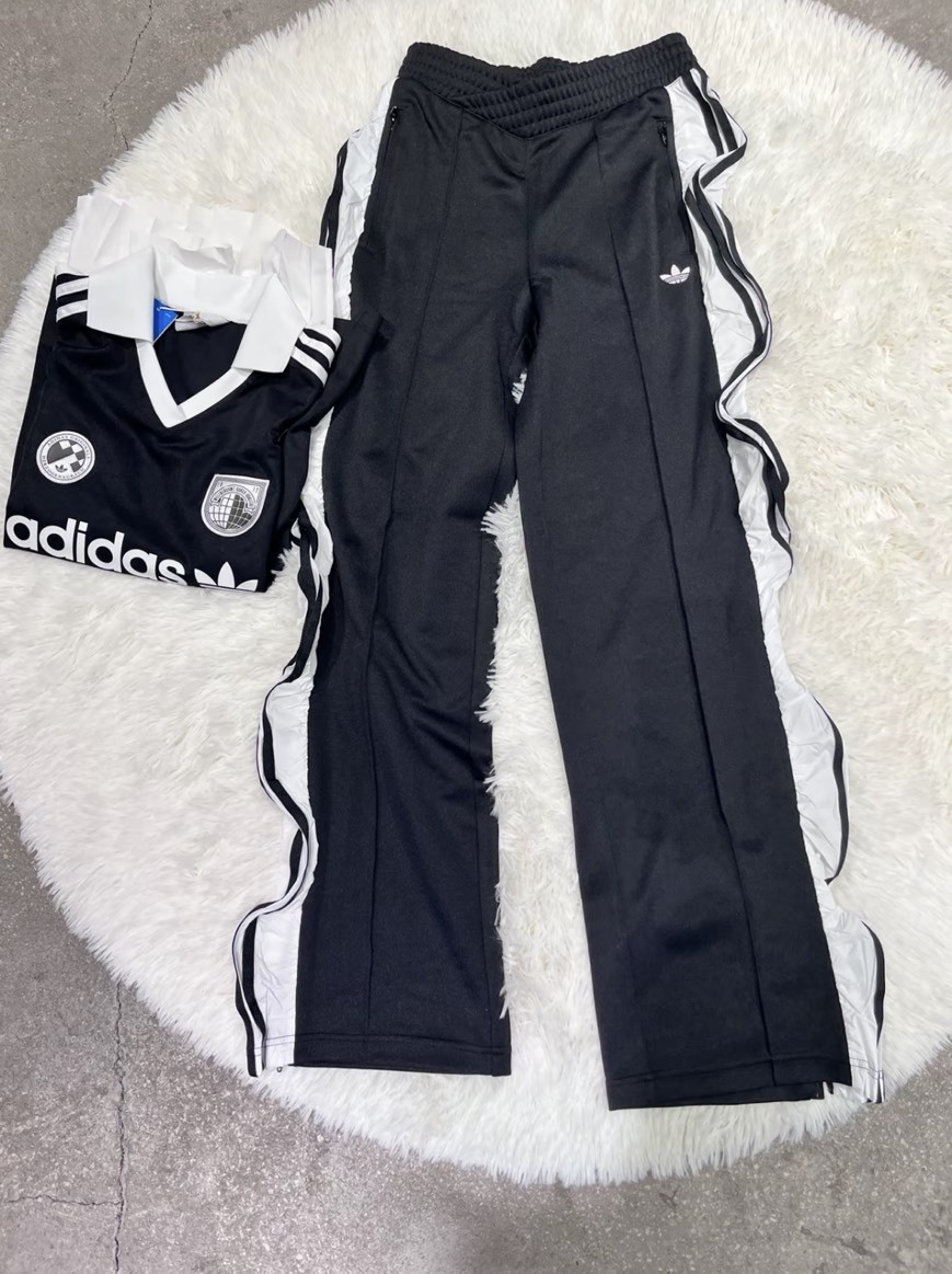 Adidas Originals SS25 復古 拼接 芭蕾風 條紋 黑色 運動褲 女款 JZ6778