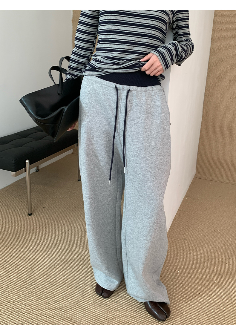 10W20 拼接感撞色抽繩休閒棉褲 三色