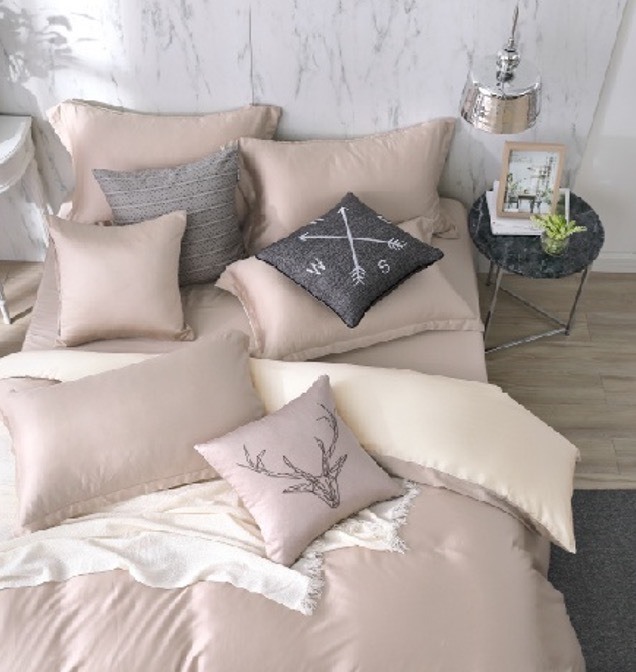 60支天絲床包兩用被組 | 沙漠米 x 奶油黃