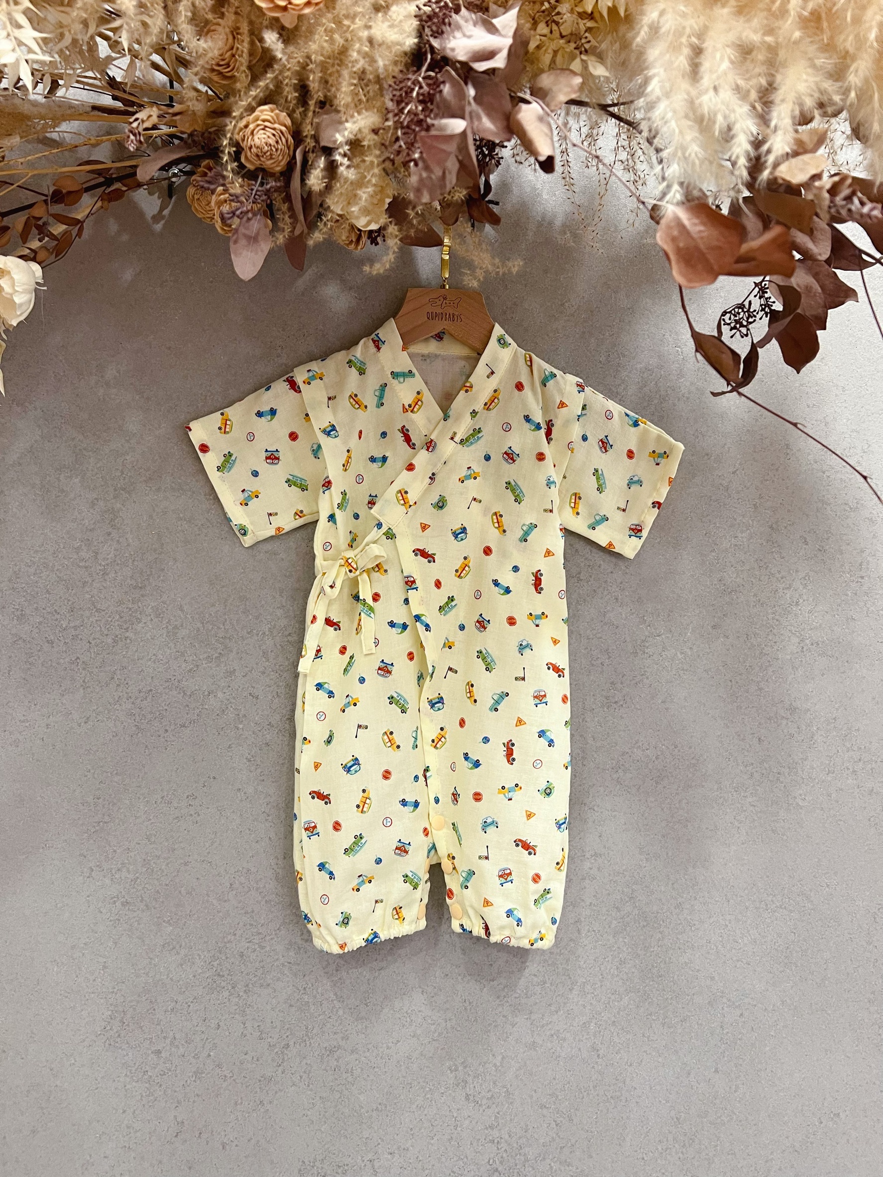 黃底車車 包屁甚平(70)