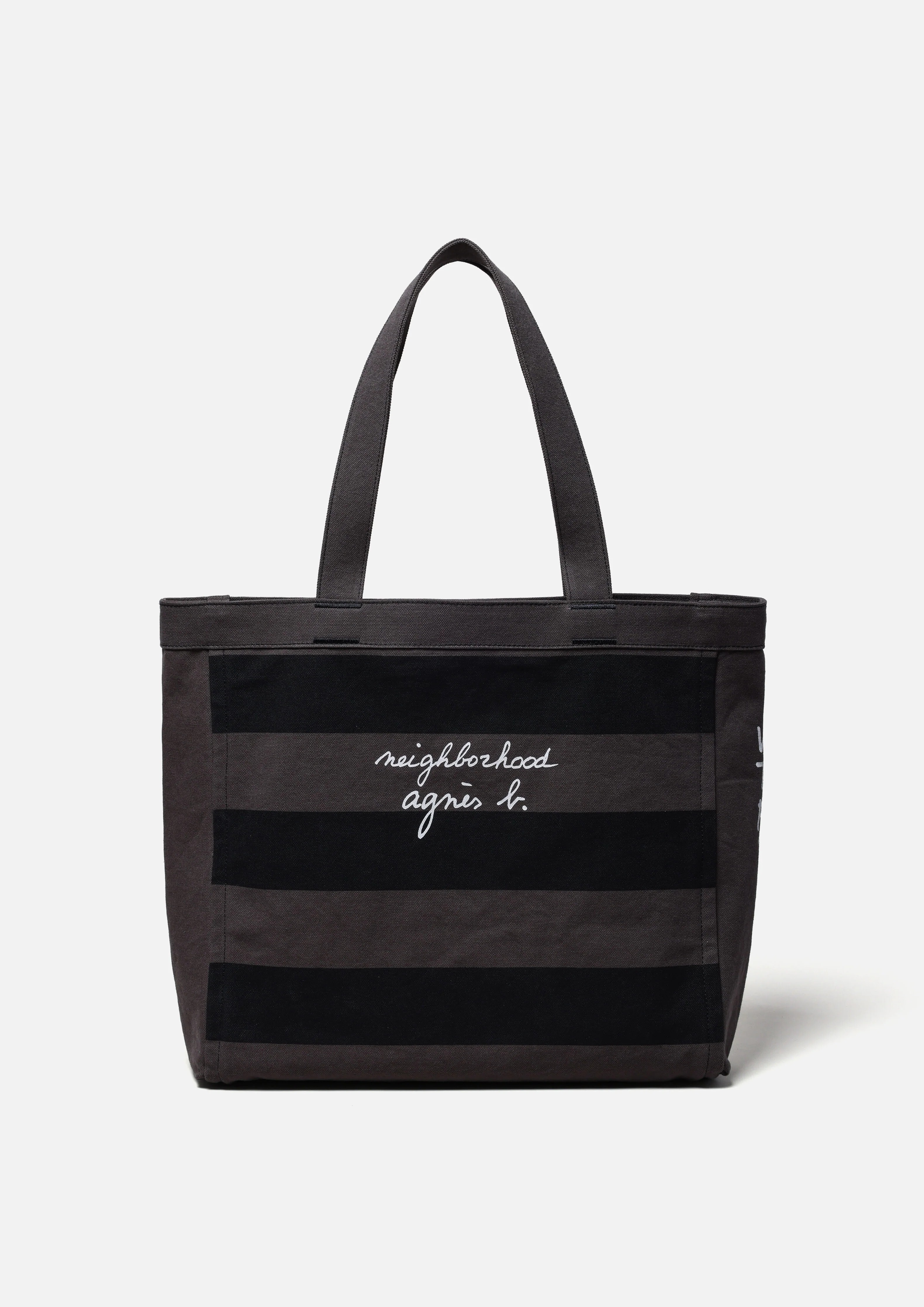 -(B010)-NEIGHBORHOOD  NH X AGNES B. . BORDER TOTE BAG 托特包 黑色-2527270N-CG01S