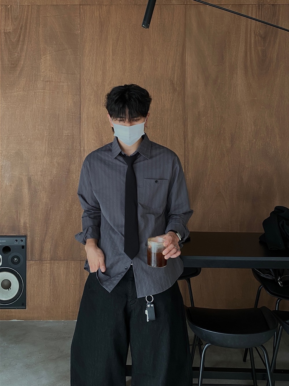 韓國 質感紳士 現代 條紋 長袖 襯衫