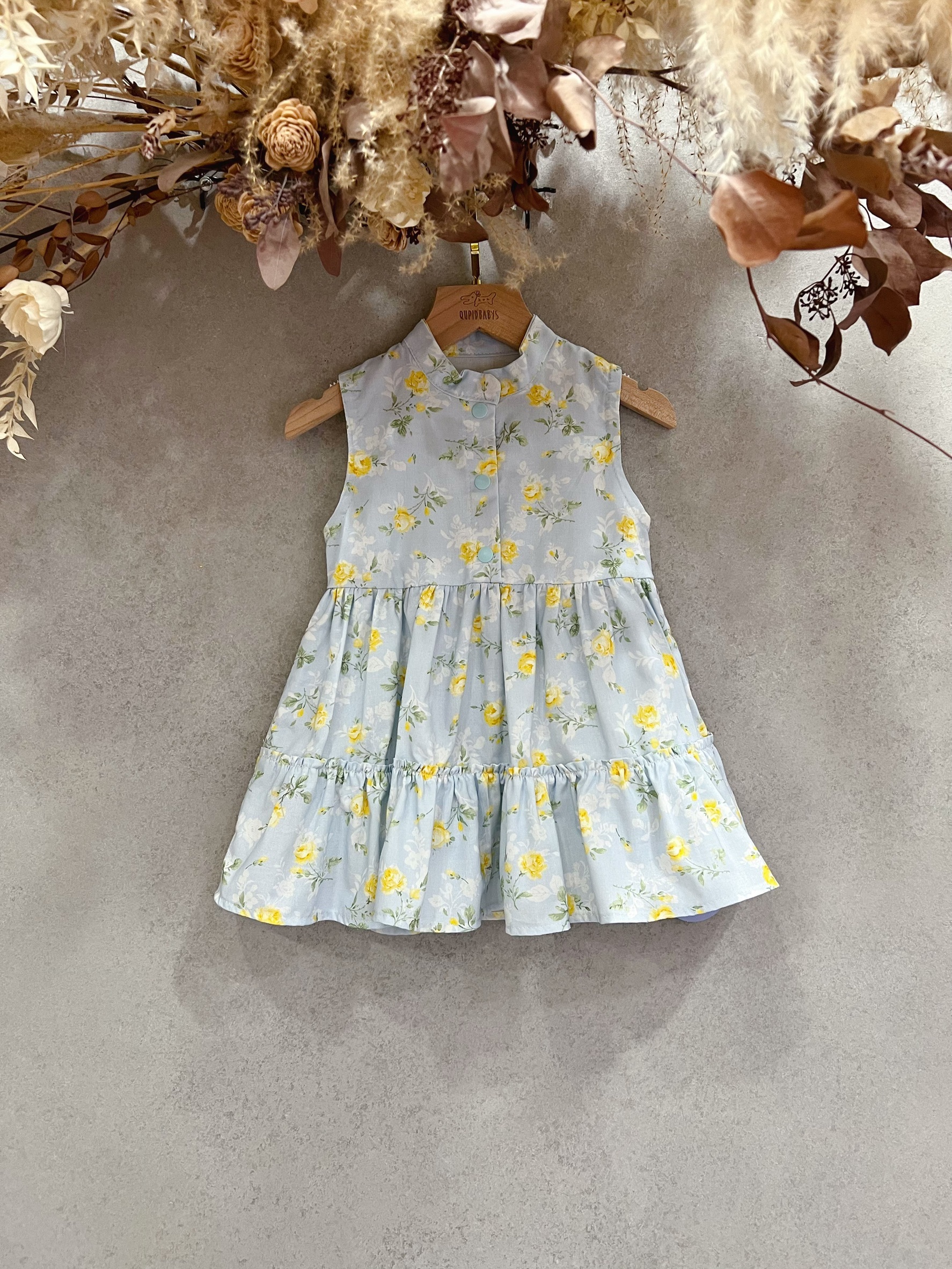 典雅黃玫瑰 蛋糕裙洋裝(90)