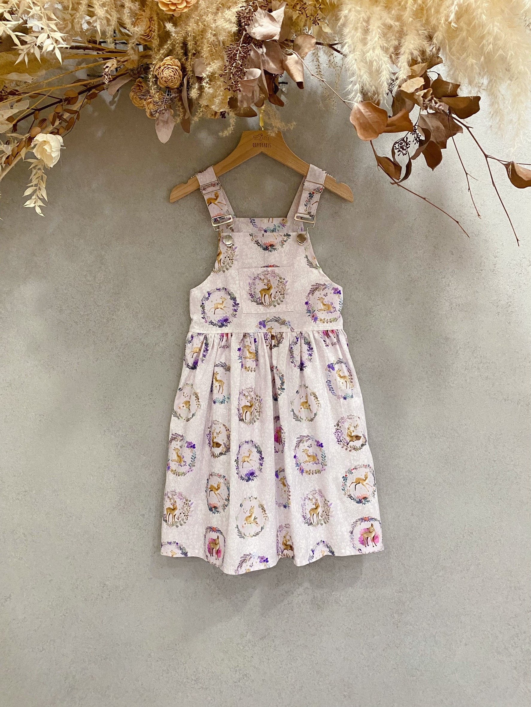 梅花鹿花圈 女童單層吊帶長洋裝(100)