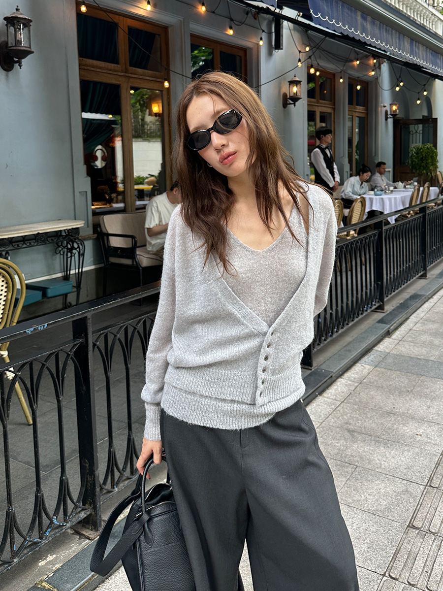 10W08 多層次感兩件式針織套裝 四色