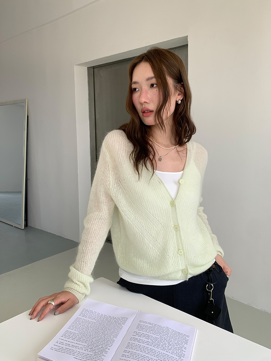 10W05 微透膚感輕薄羊毛針織開衫 六色