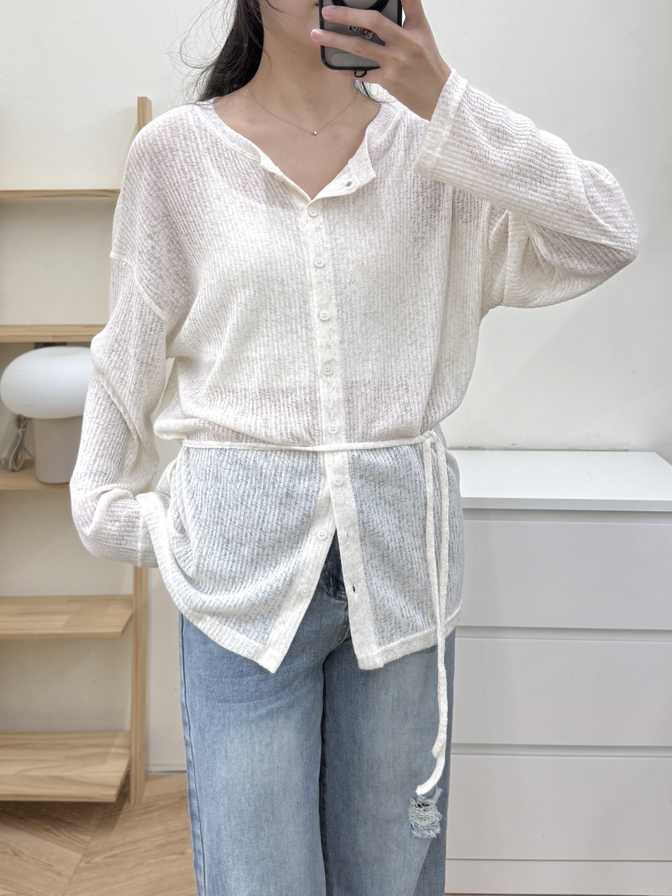 綁帶開扣麻料上衣*2色