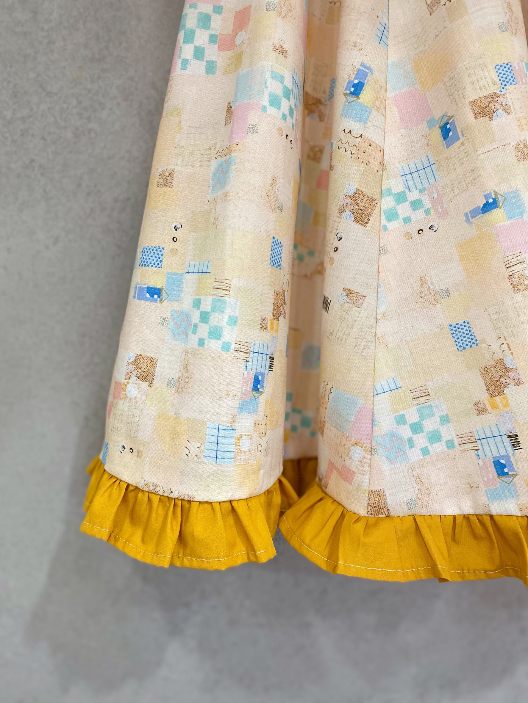 黃馬賽克 女童荷葉六片裙(130)