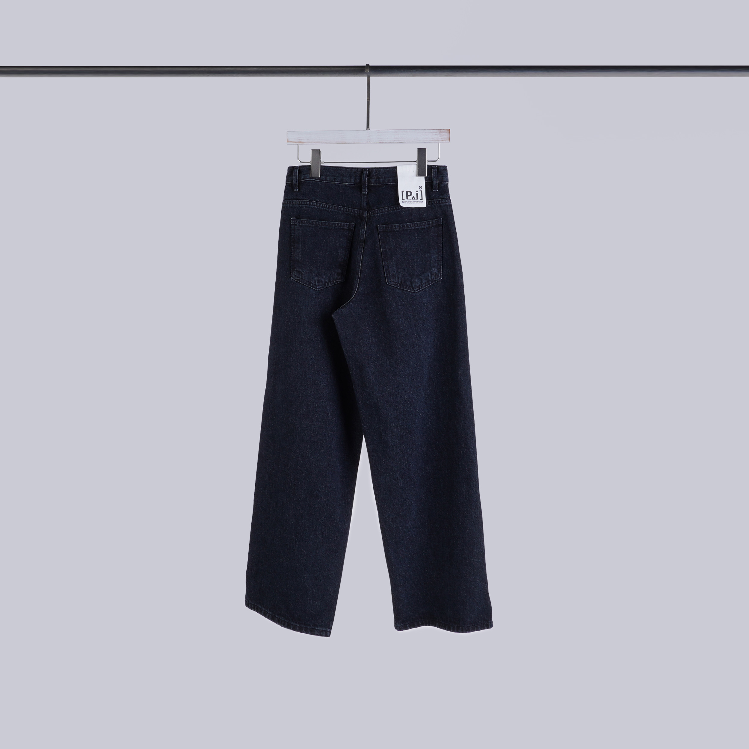 設計感斜釦開岔牛仔褲 | S-L | 深藍