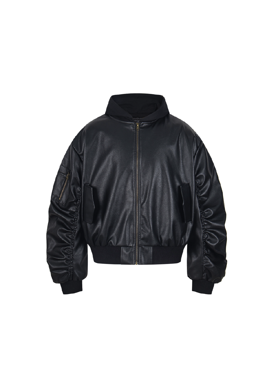 SIMPLEACTION 美式街頭連帽皮外套