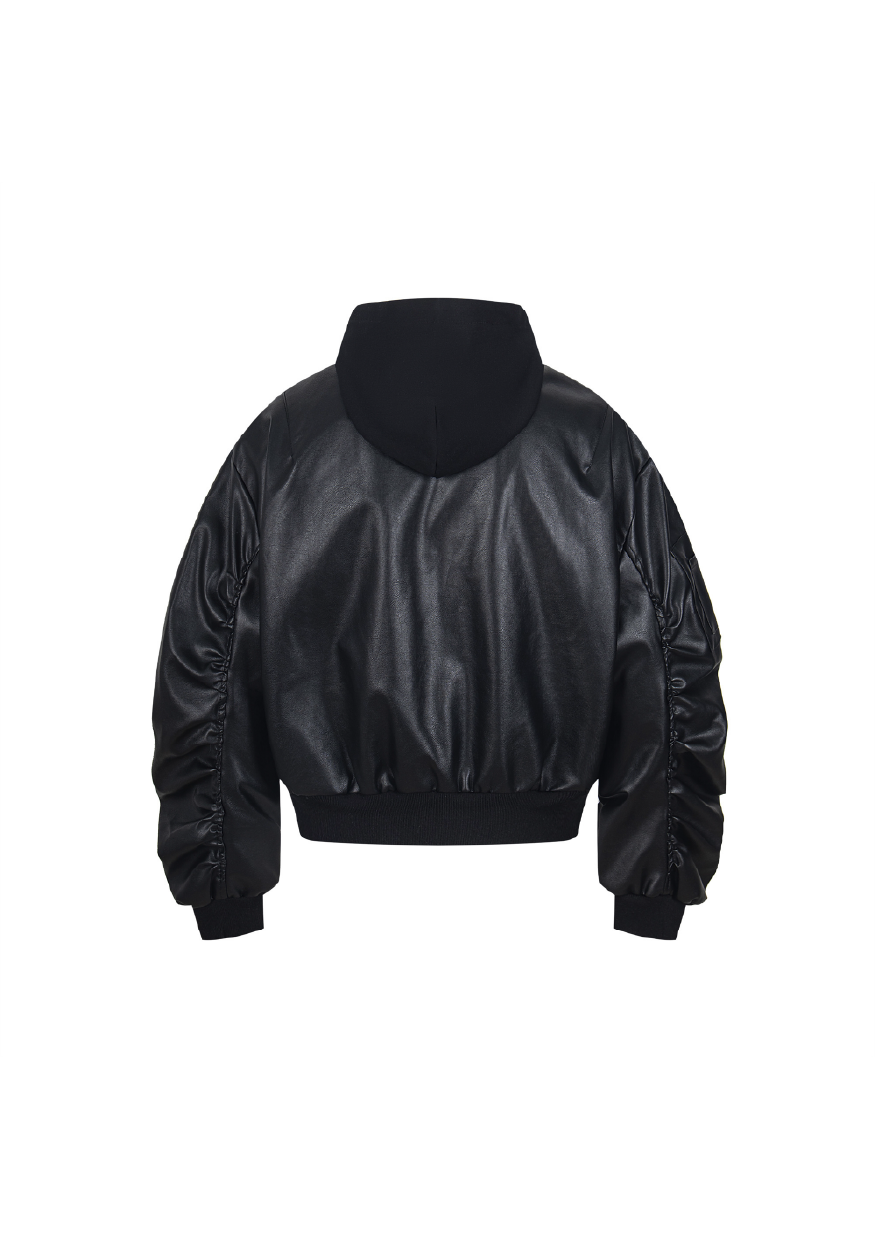 SIMPLEACTION 美式街頭連帽皮外套