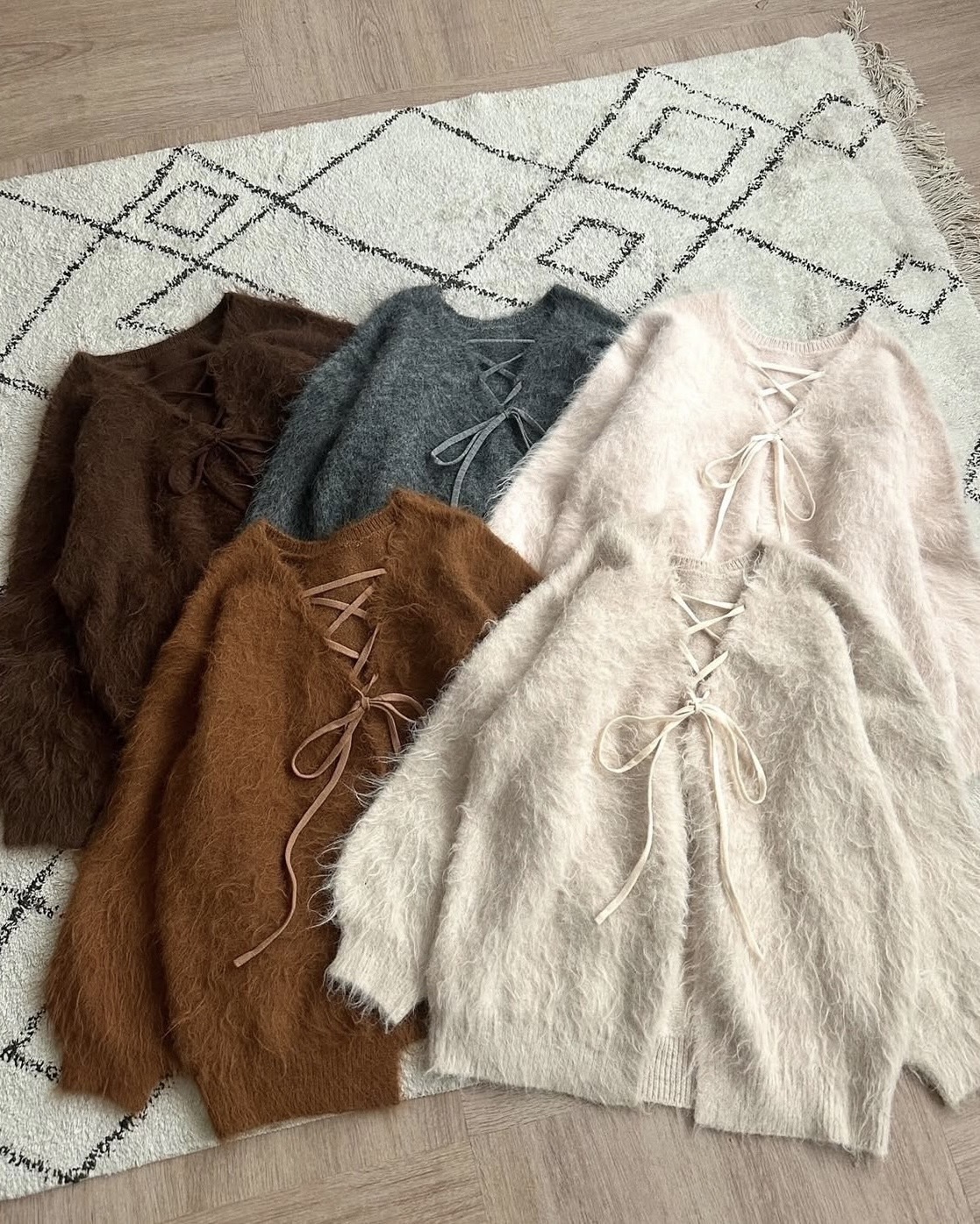 <溫柔小姐姐>日本 apres jour clair 蓬鬆 繫帶 針織 正反2穿 5%羊毛 開襟衫