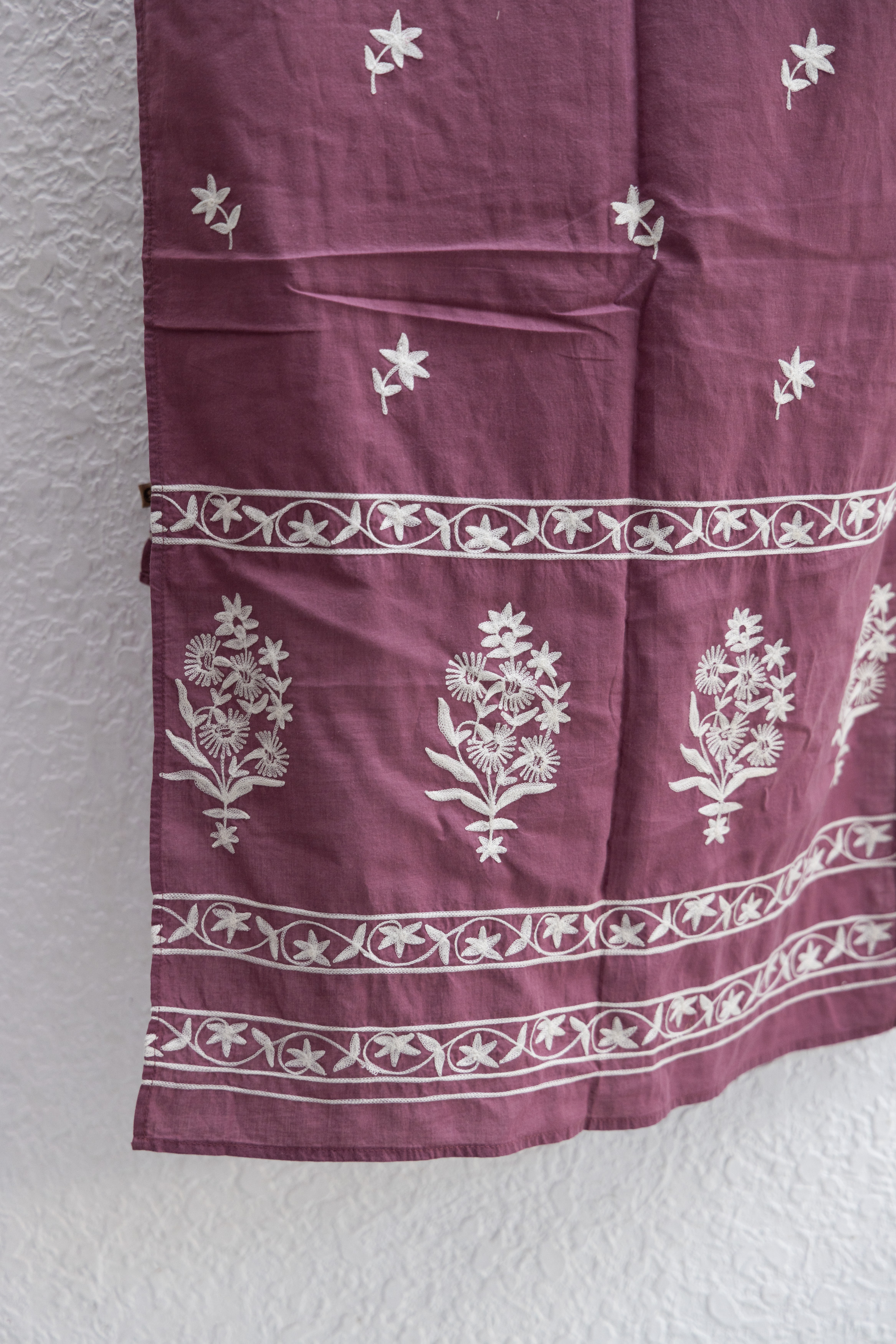 印度棉手工刺繡圍巾_家飾布_紫