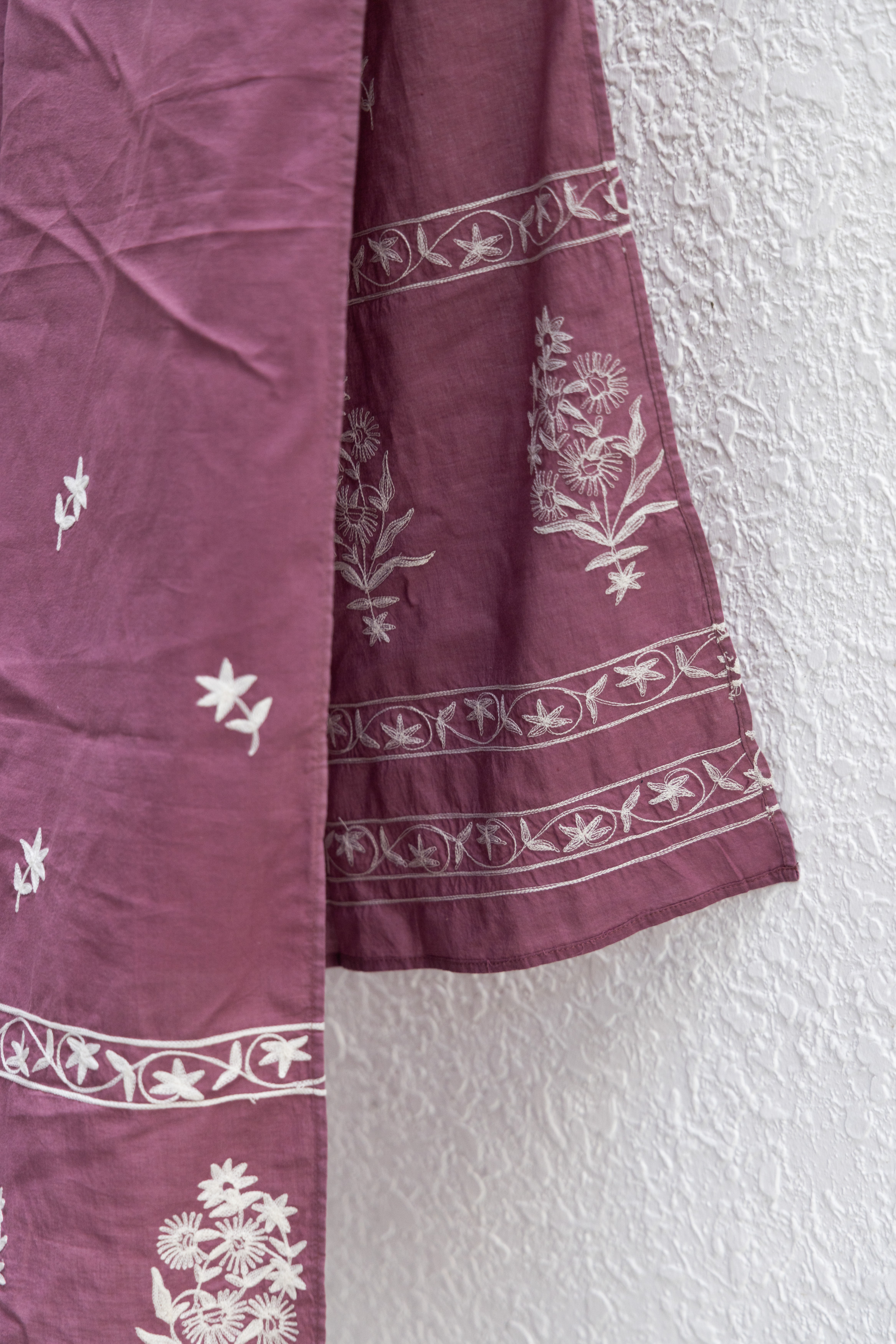 印度棉手工刺繡圍巾_家飾布_紫