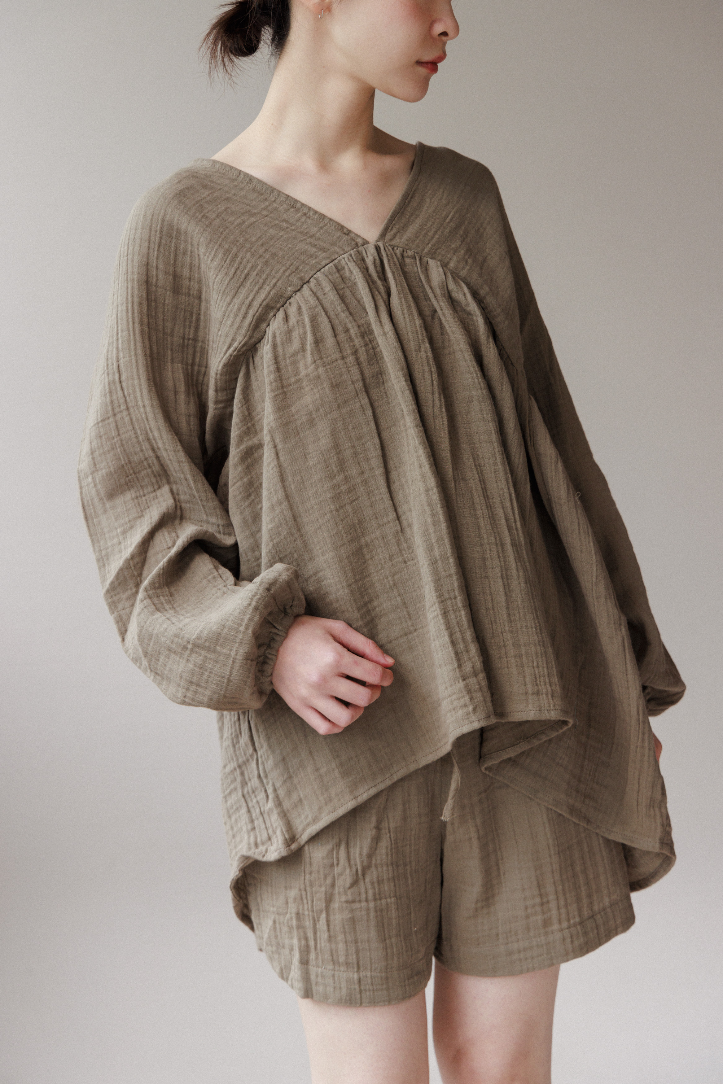 清邁棉短褲_綠咖