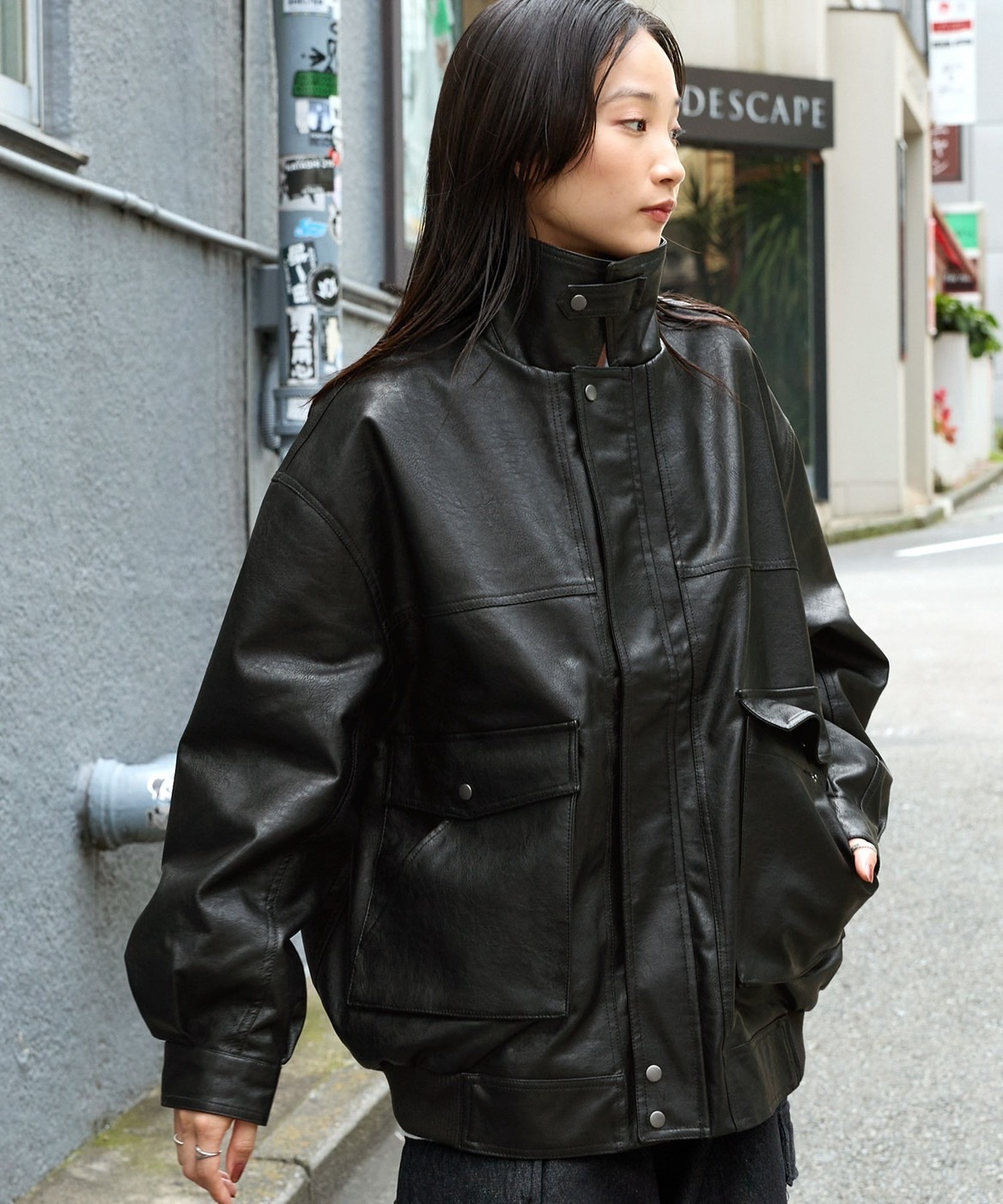 <超扯下殺🔥>日本 MONO-MART 復古 寬鬆 皮革 立領 夾克 外套 3色
