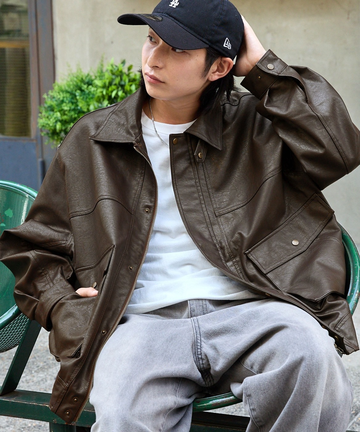 <超扯下殺🔥>日本 MONO-MART 復古 寬鬆 皮革 立領 夾克 外套 3色