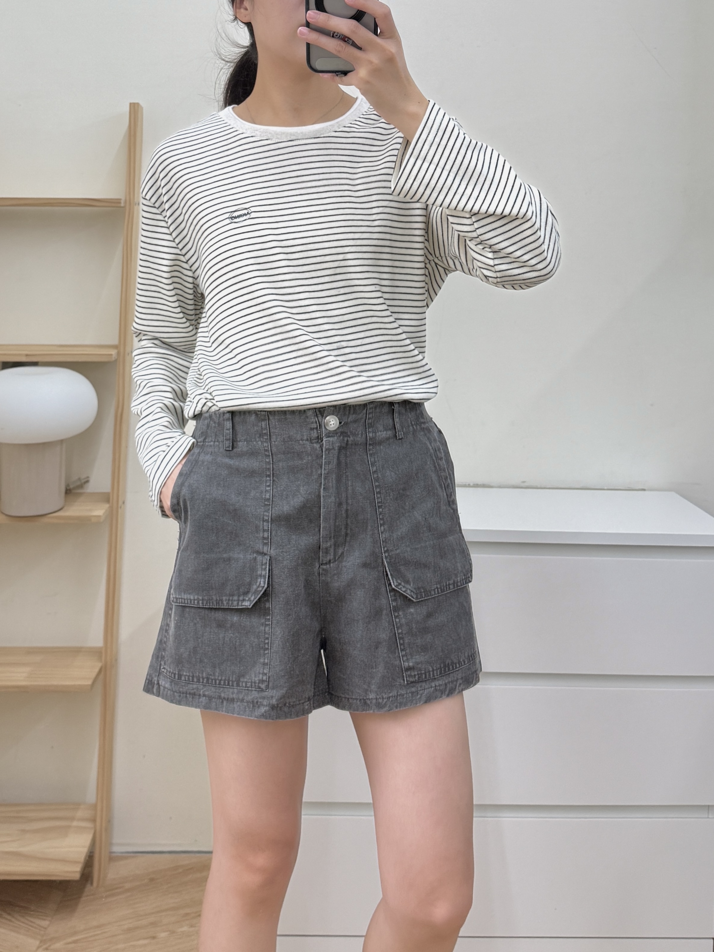 翻蓋口袋水洗短褲*2色