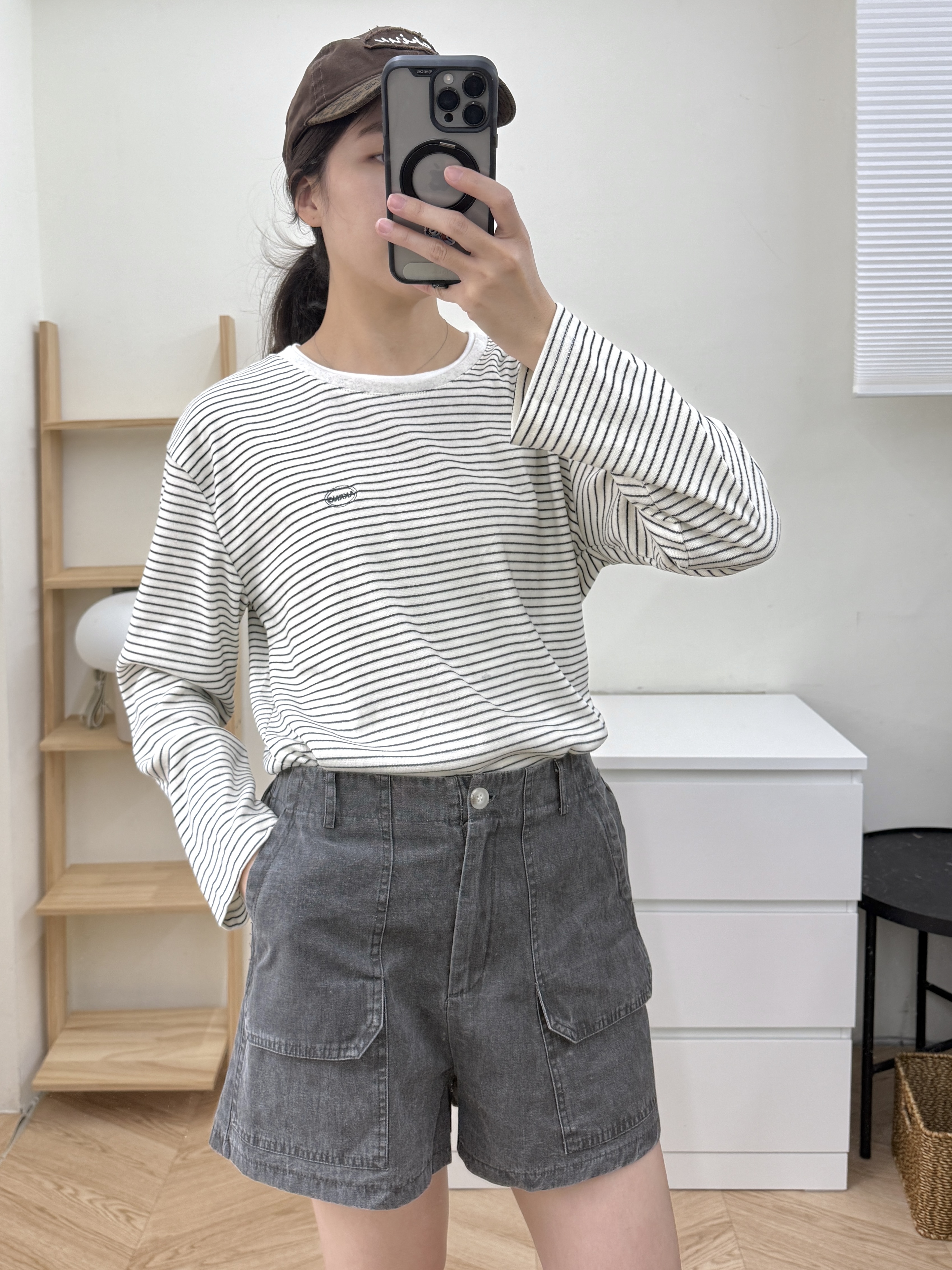 翻蓋口袋水洗短褲*2色