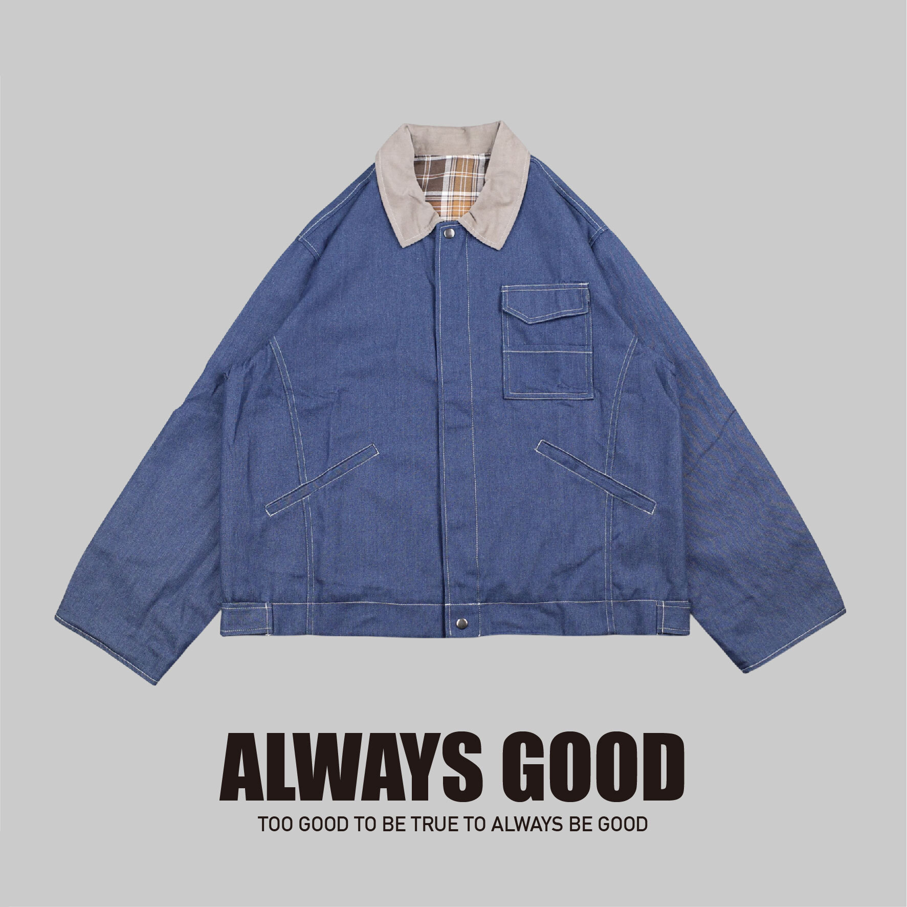 『Always_Good』牛仔 拼接 燈芯絨領 工裝 外套