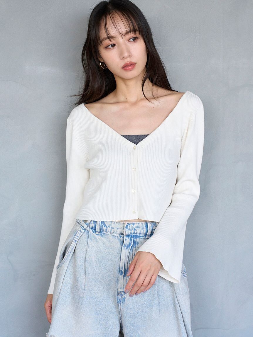 [預購] 折扣 SNIDEL 荷葉袖短版針織開襟外套