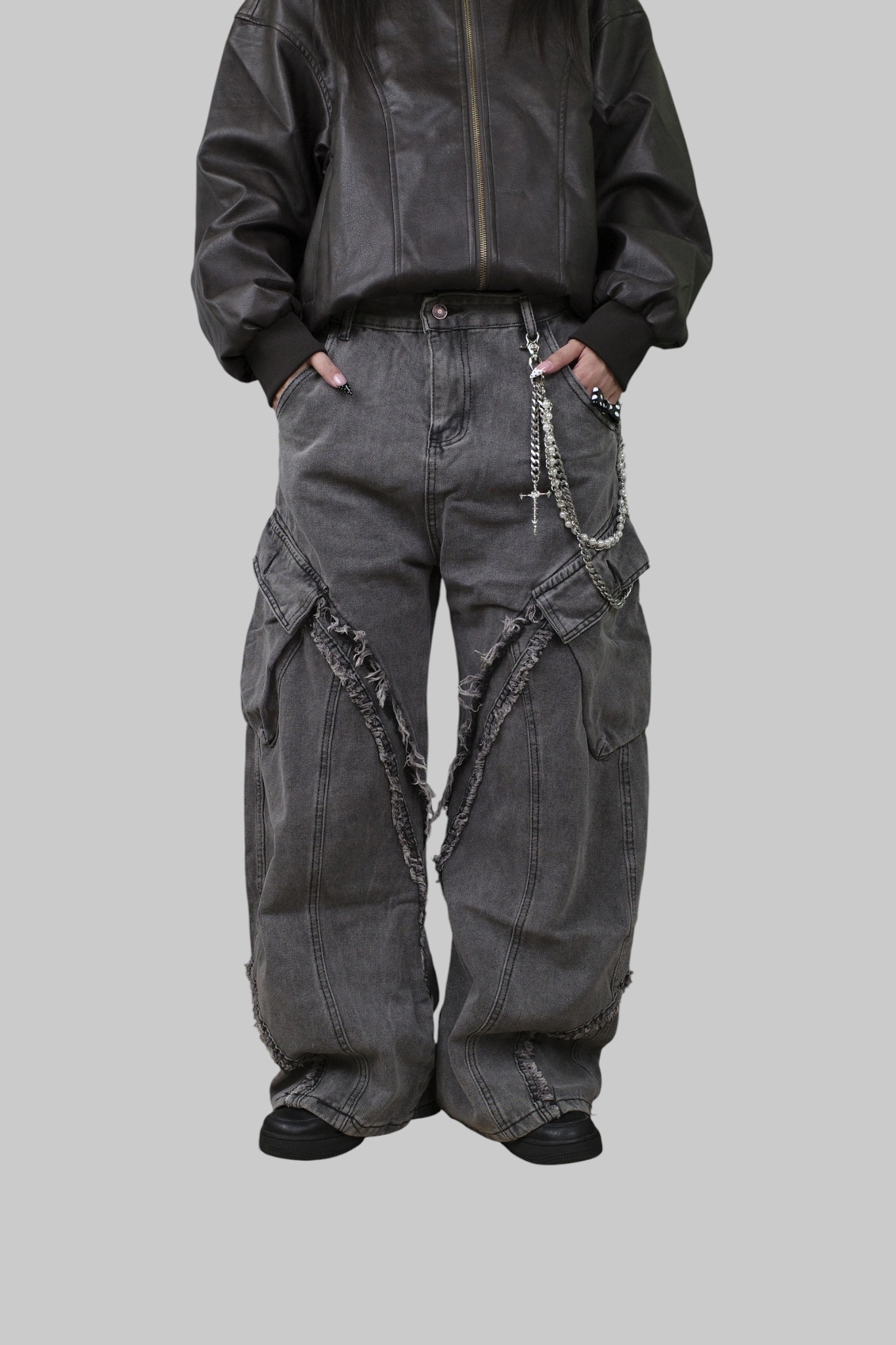 『Always_Good』做舊 毛邊 大口袋 彎刀 長褲