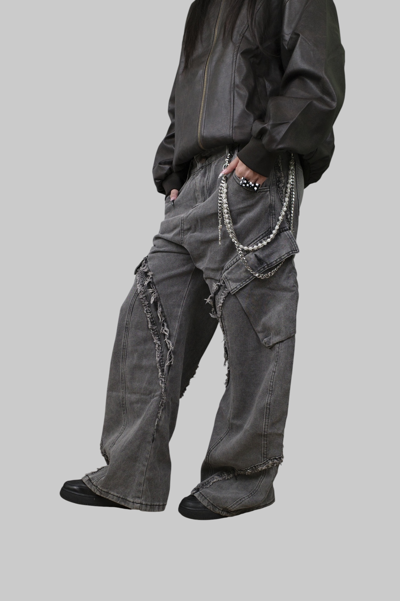 『Always_Good』做舊 毛邊 大口袋 彎刀 長褲