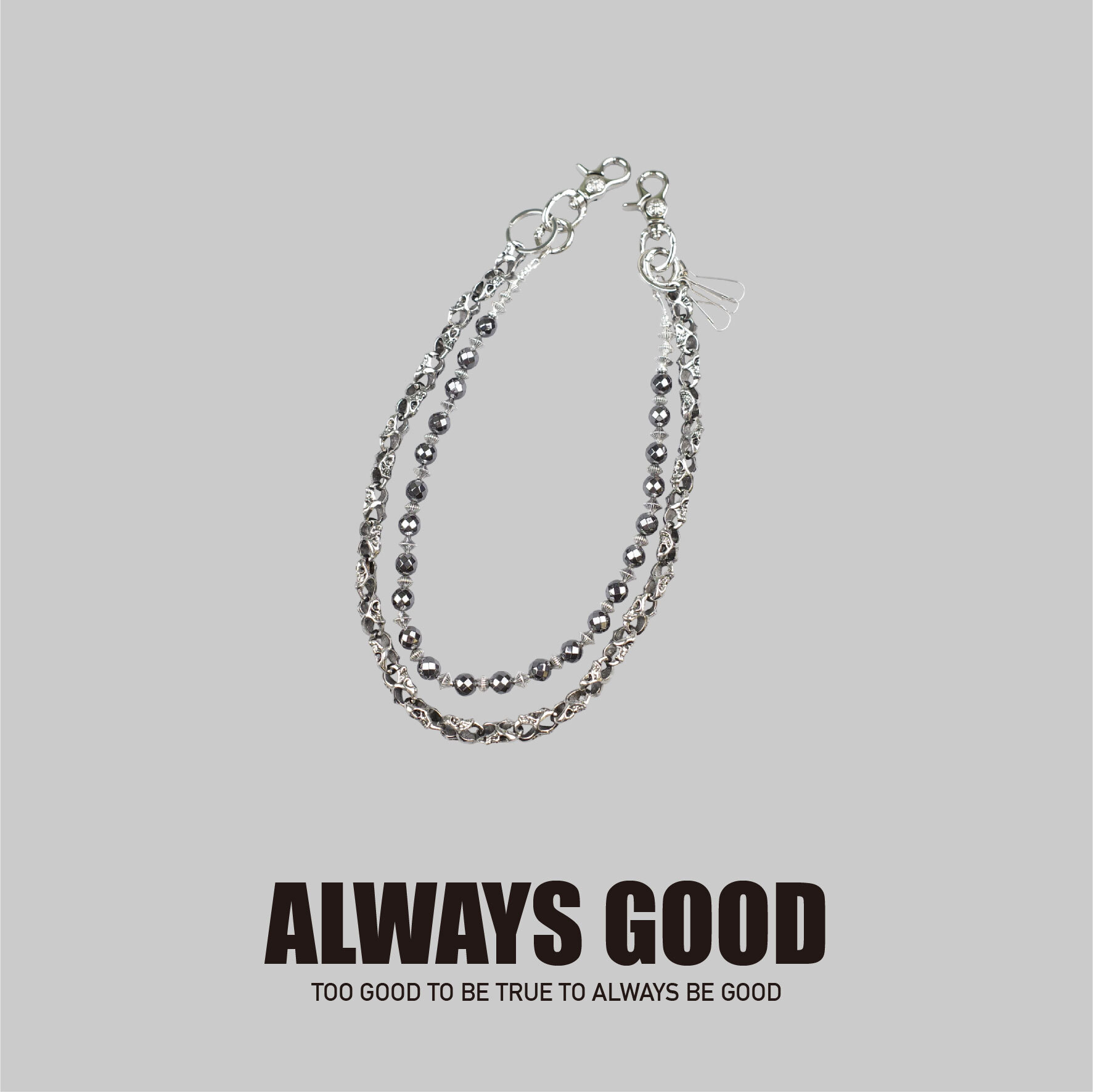 『Always_Good』骷髏頭 拼接 雙層 褲鏈