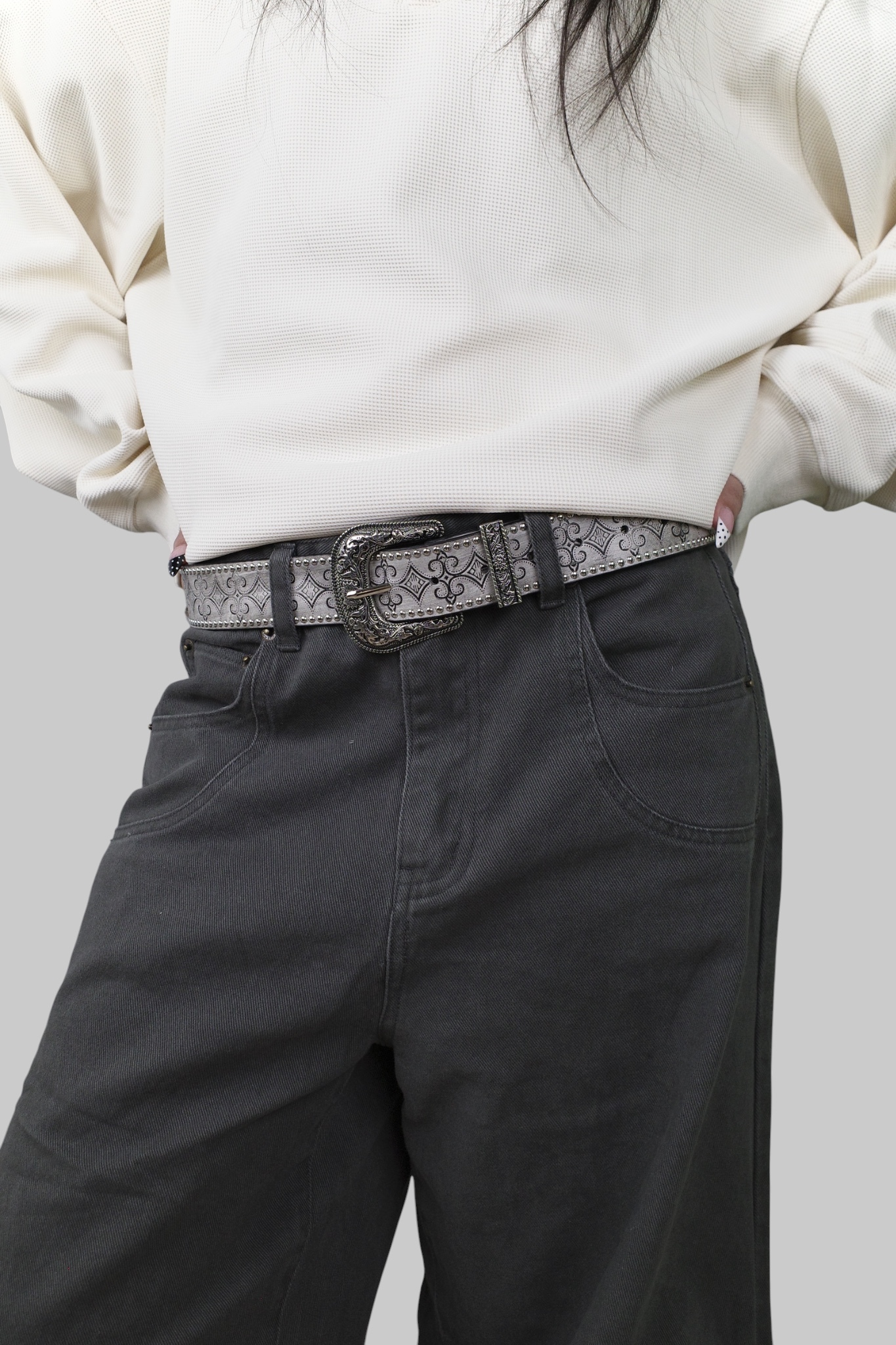 『Always_Good』復古 鉚釘 雕花 皮革 腰帶