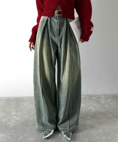 日本🇯🇵連線 JAVA 立體線條雙皺摺牛仔寬褲 皺褶設計 寬褲 牛仔褲 繭型褲 闊腿褲 落地褲 3色(任買兩件711免運)/預購