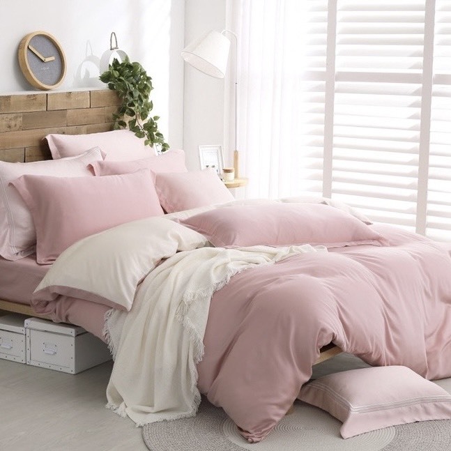 60支天絲薄被單 | 櫻粉 x 奶油黃