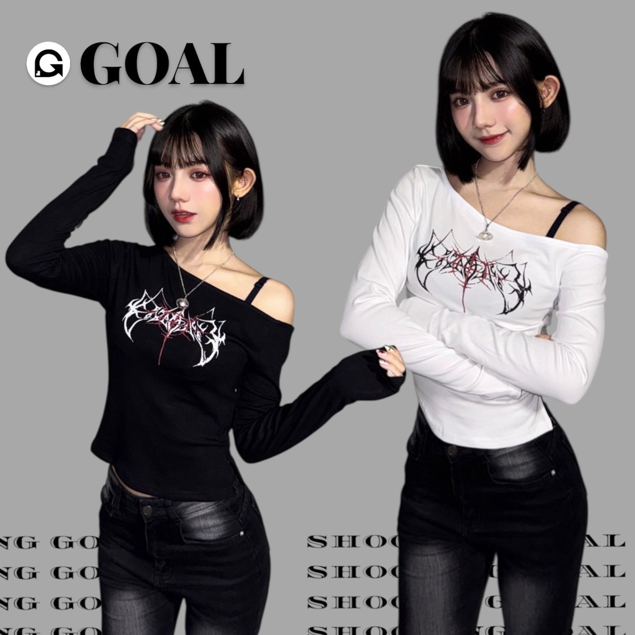 (GOAL) DCM 主視覺 只能斜肩 一字領 斜肩 內搭 長袖 DCM-W70