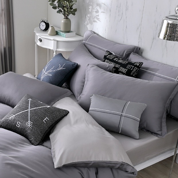 60支天絲薄枕頭套 | 鐵灰 x 銀灰