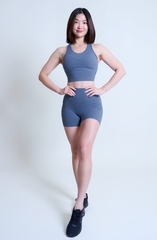 LEISURE-單邊口袋四分褲-霧藍