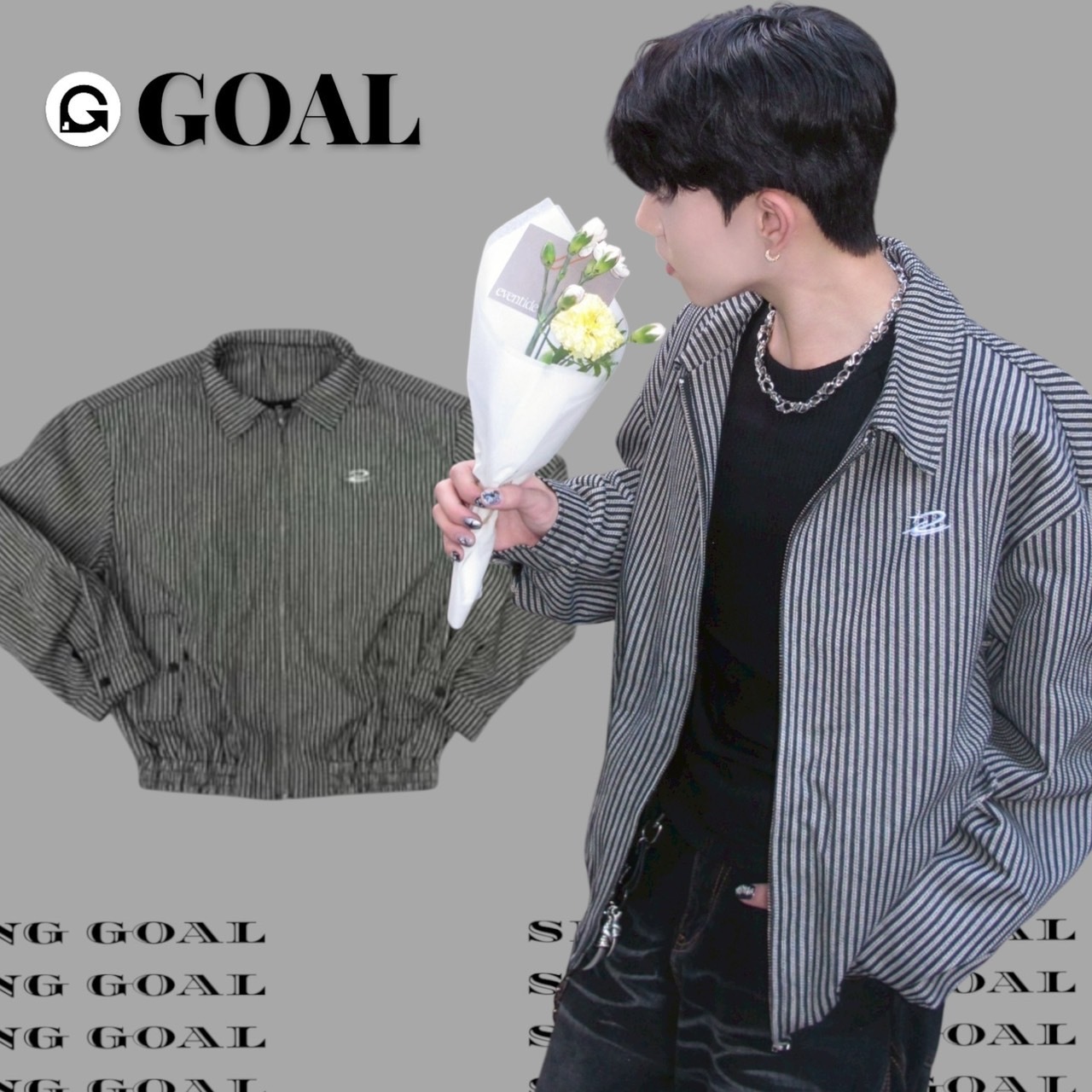 (GOAL) DCM 條紋 老錢風 休閒外套 外套 短版