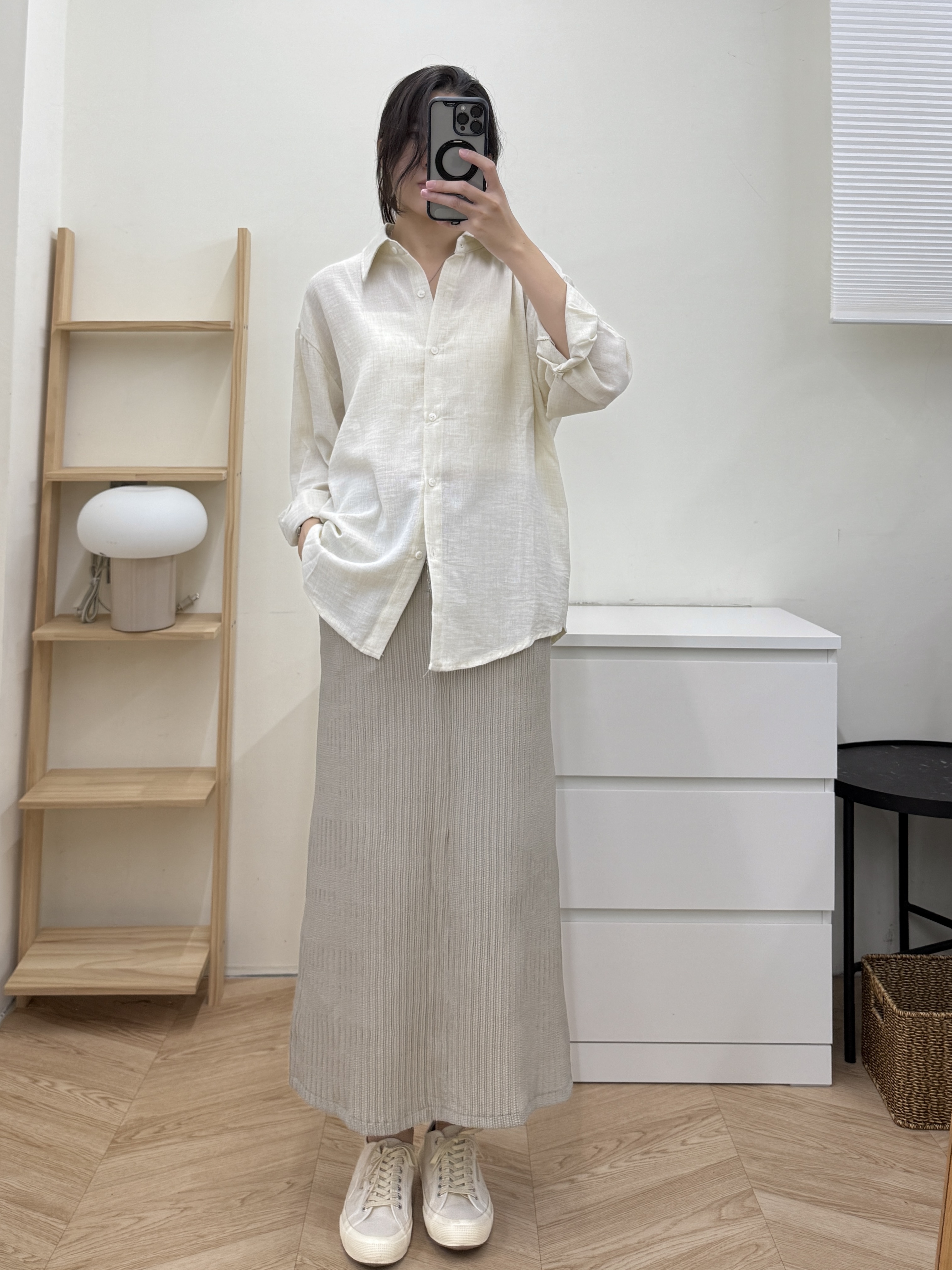 壓紋小排扣半裙*2色