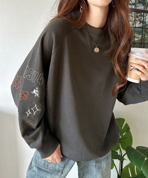 日本🇯🇵連線 Classical Elf 袖子塗鴉刺繡寬鬆運動衫 刺繡 休閒 寬鬆 羊毛襯裡 長袖 運動衫 4色(任買兩件711免運)/預購