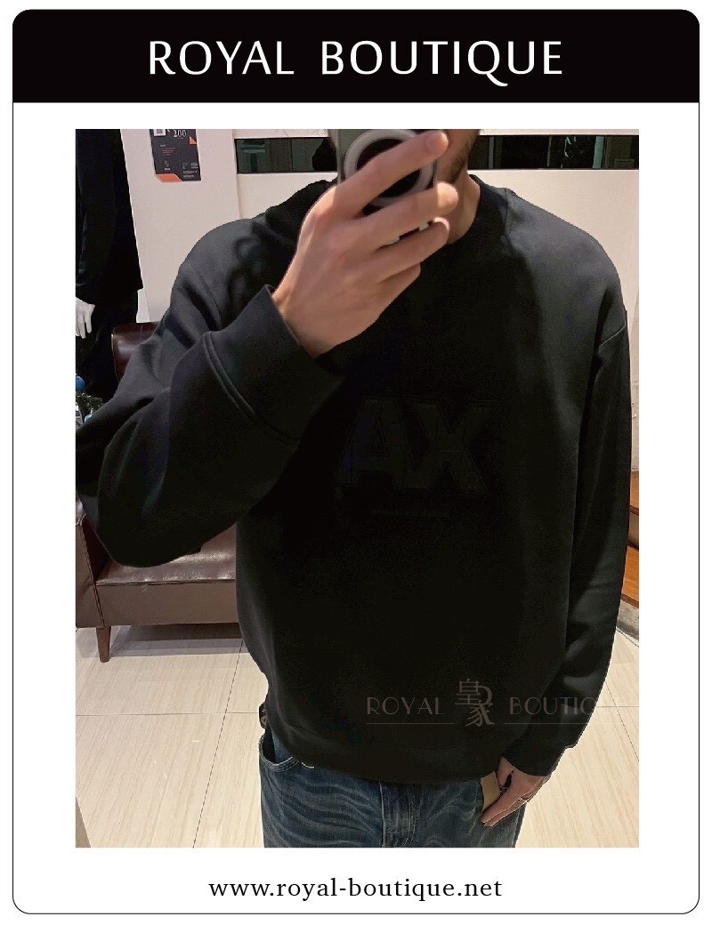 Armani Exchange 胸前绗逢AX英字LOGO太空棉大學T