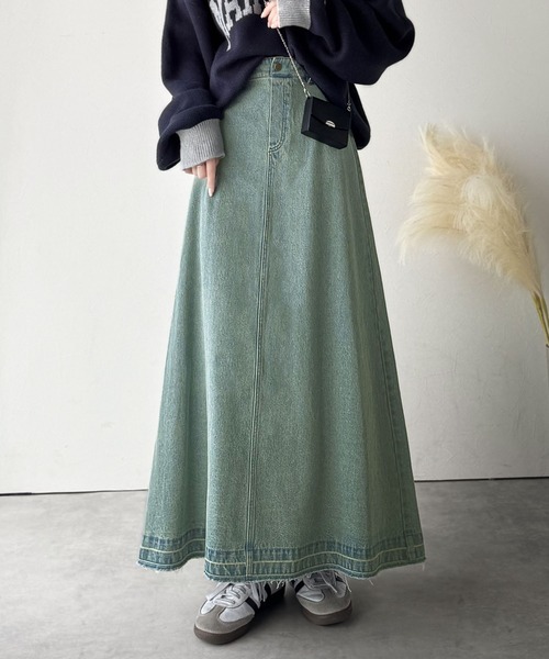 日本🇯🇵連線 Classical Elf 流蘇下擺牛仔喇叭裙 復古 長裙 牛仔裙 A字裙 喇叭裙 2色(任買兩件711免運)/預購
