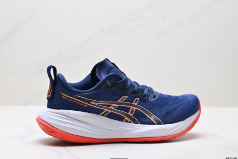 ASICS Gel-Nimbus 27 舒適防滑耐磨低幫休閒跑步鞋鞋底採用了輕質發泡材料 並在後跟和前掌處採用了ASICS核心科技-GEL緩震膠 賦予鞋款強大的緩衝性能 提供了更柔軟舒適的穿著體驗 而在原有設計的啟發之上 此次鞋款採用更貼合當今潮流趨勢的材料和創新技術 展現出紐約充滿活力的都市精神
