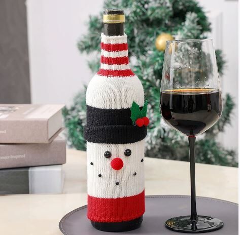 圣诞预购 圣诞装饰品老人红酒瓶套  随机