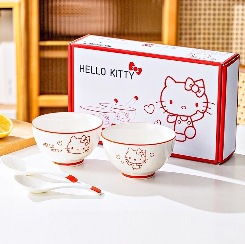 Hello Kitty  Sanrio| 餐具陶瓷套裝(碗,,匙)