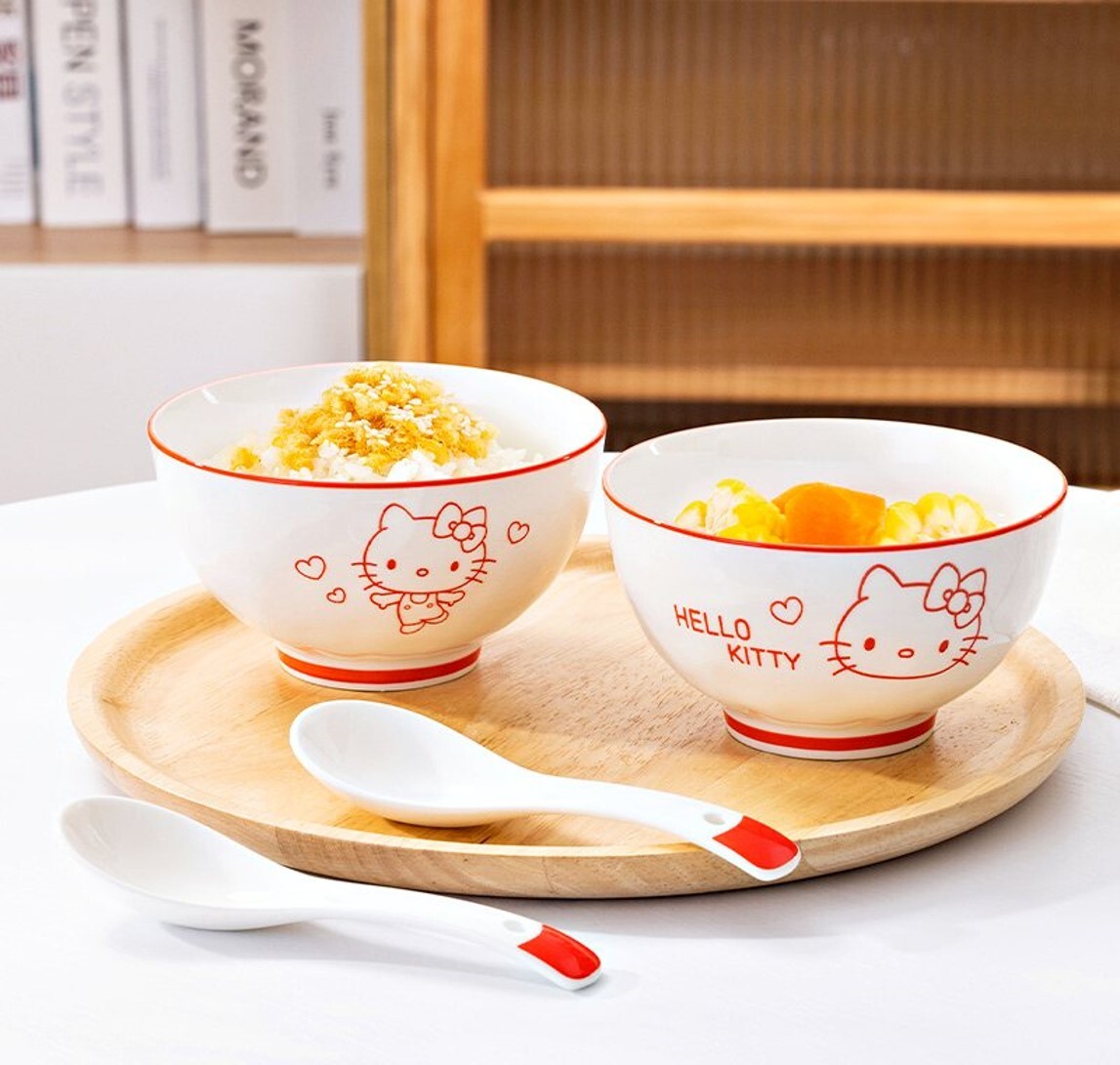 Hello Kitty  Sanrio| 餐具陶瓷套裝(碗,,匙)